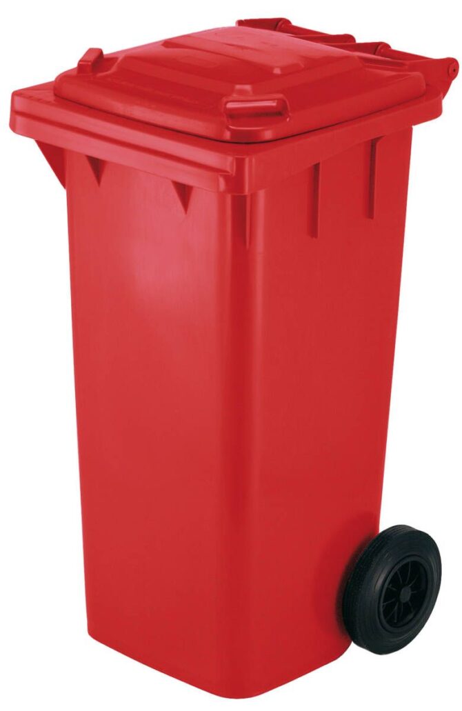 POUBELLE A DECHETS DE 120 LITRES - ROUGE