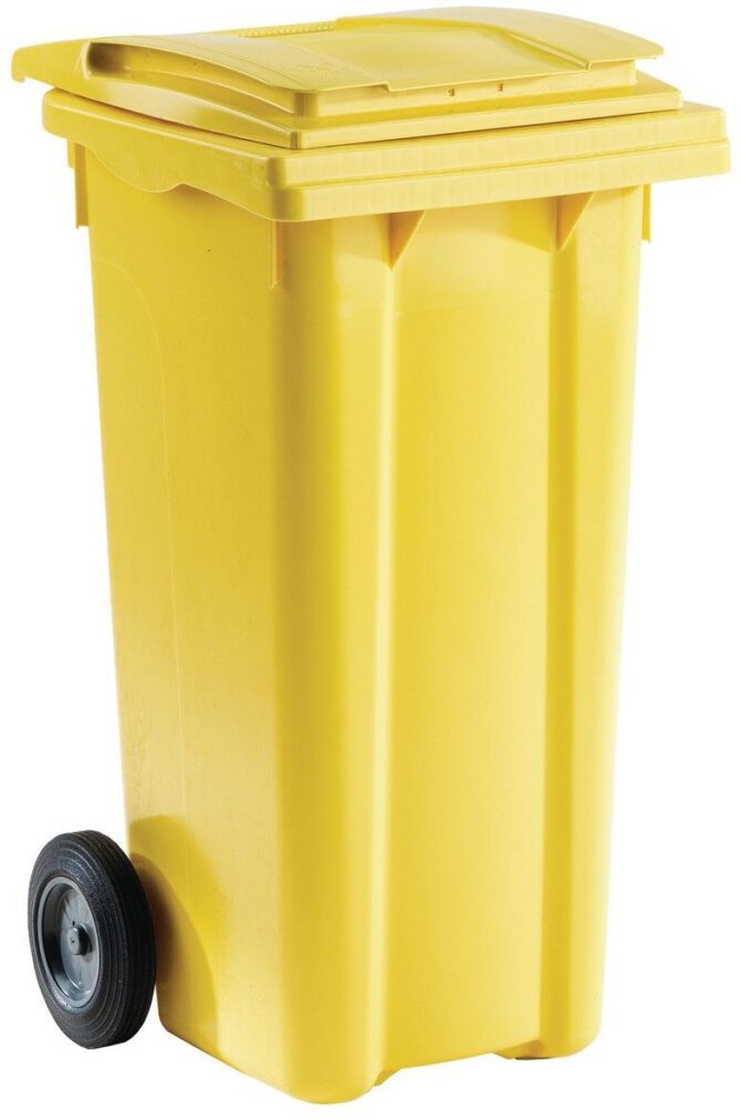 POUBELLE A DECHETS DE 120 LITRES - JAUNE