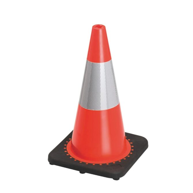 CONE DE SIGNALISATION PVC- 70CM - BASE CAOUTCHOUC