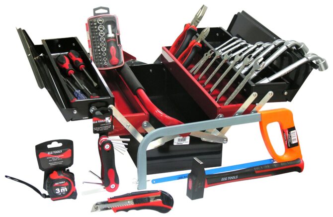 COMPOSITION D'OUTILLAGE 75PCS:BOITE METALIQUE5CASES ELG TOOLS