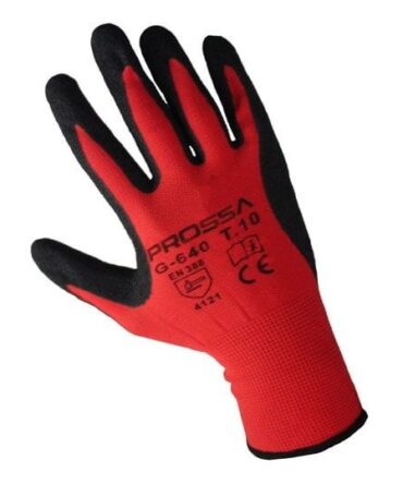 GANT NITRILE NOIR, DOUBLURE EN NYLON ROUGE PROSSA
