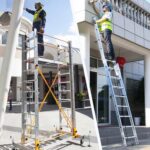 chafaudage télescopique mobile en alliage d'aluminium, plate-forme d'échelle d'ingénierie pliante directe d'usine